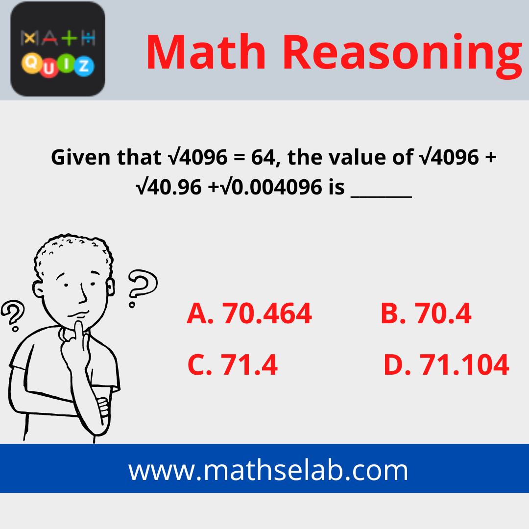 Given that √4096 = 64, the value of √4096 + √40.96 +√0.004096 is _______
