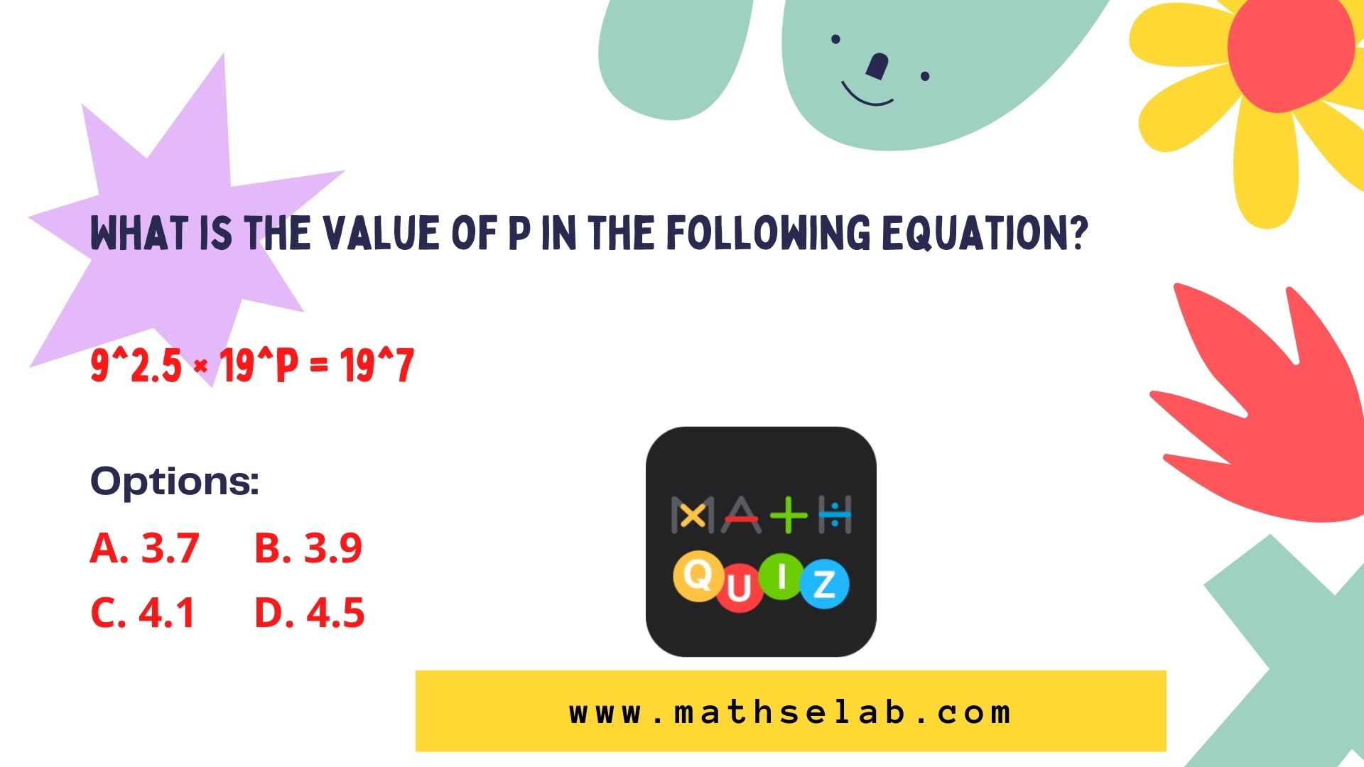 What is the value of P in the following Equation? - mathselab.com