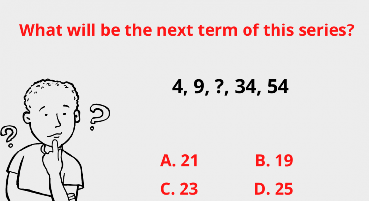 What will be the next term of this series? 4, 9, ?, 34, 54 - mathselab.com