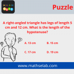 A right-angled triangle has legs of length 5 cm and 12 cm. What is the length of the hypotenuse - mathselab.com