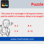 The area of a rectangle is 30 square meters and its width is 5 meters. What is its length - mathselab.com