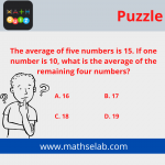 The average of five numbers is 15. If one number is 10, what is the average of the remaining four numbers - mathselab.com