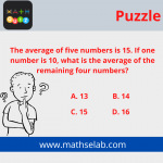 The average of five numbers is 15. If one number is 10, what is the average of the remaining four numbers? - mathselab.com