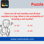 There are 20 red marbles and 30 blue marbles in a bag. What is the probability of drawing a red marble - mathselab.com